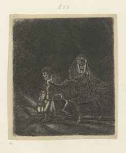 Flight into Egypt: Night Scene by Rembrandt van Rijn