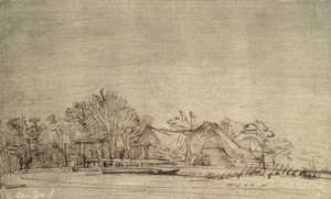 Winter Landscape with Cottages among Trees by Rembrandt van Rijn