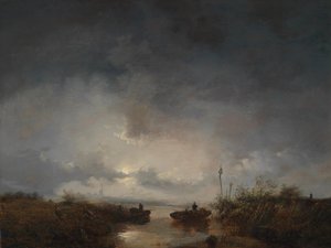 Fishermen in a Moonlit Night by Remigius Adrianus Haanen