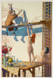 Klimt working on his mural Philosophy for the main hall of the Vienna University by Remigius Geyling