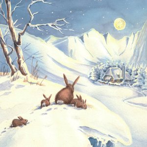 Moonlit Winter Rabbits by Renate Holzner