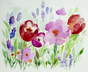 Watercolor Flower Garden by Renate Holzner