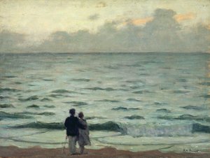Gust of Wind, Sunset at Cabourg by René François Xavier Prinet