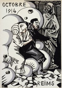 October 1914, Reims - drawing by Herman Paul - in "Calendar of War" ed. 1916 by Rene George Hermann Paul