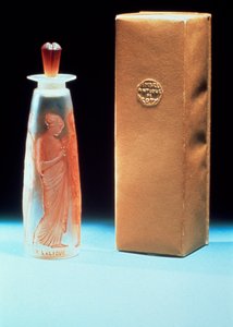 Glass flacon for the perfume Ambre Antique by Coty by Rene Jules Lalique