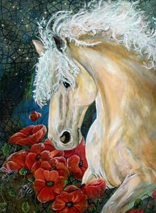 Dreamy Horse and Poppies