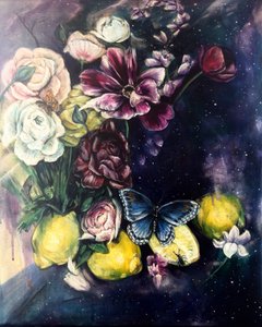 Starry Bloom with Butterfly by Renee Machan Cottagecore Artist