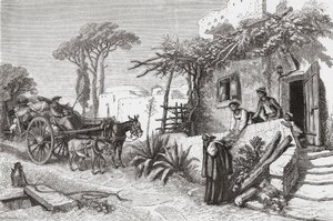 Mendicant friars near Naples, Italy in the late 19th century