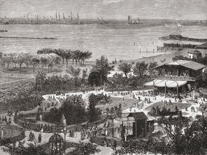 Public Gardens and Roadstead of Livorno, aka Leghorn, Tuscany, Italy in the Late 19th Century. From Italian Pictures by Rev. Samuel Manning, Published c.1890 by Reverend Samuel Manning