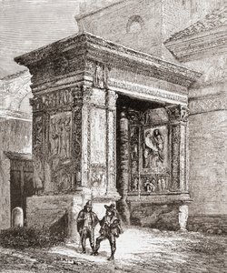 The Arcus Argentariorum, in the Western Wall of the Church of San Giorgio al Velabro, Rome, Italy in the Late 19th Century. From Italian Pictures by Rev. Samuel Manning, Published c.1890.