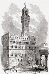 The Palazzo Vecchio, Florence, Tuscany, Italy in the late 19th century. From Italian Pictures by Rev. Samuel Manning, published c.1890. by Reverend Samuel Manning