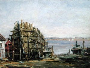 Noank Shipyard (c.1900) by Reynolds Beal