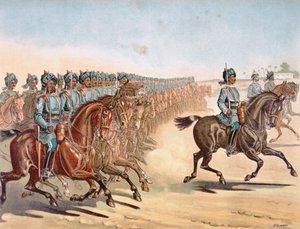 The 3rd Madras Light Cavalry, review order, Anglo-Indian Army of the 1880s by Richard (after) Simkin