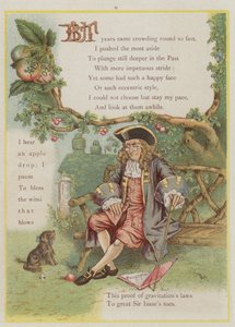 Page from Upstream by Richard Andre, Isaac Newton and gravity