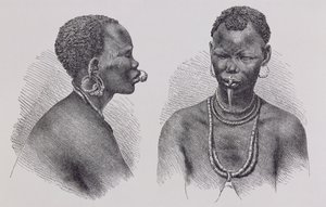 Moru woman with lip ornament, from 