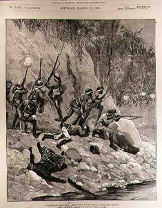 The Burmah Expedition: Fight with Dacoits, January 12th, near Shoay Green by Richard Caton II Woodville