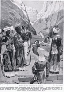 British taking possession of Aden, illustration from 
