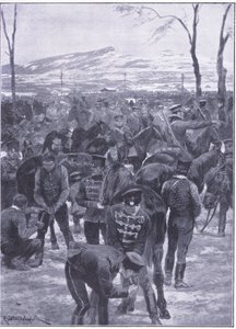 Japanese Cavalry Encampment at Seoul: Farriers at Work by Richard Caton Woodville