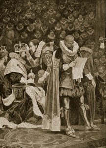 The Homage, the Largesse and the General Pardon at the Coronation of James I and Anne of Denmark, July 25th, 1603 by Richard Caton Woodville