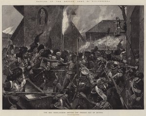 Battles of the British Army, Corunna, the 42nd Highlanders driving the French out of Elvina by Richard Caton Woodville junior