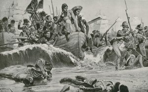 The British Troops Force a Landing at Aboukir Bay in Face of the French Batteries by Richard Caton Woodville junior