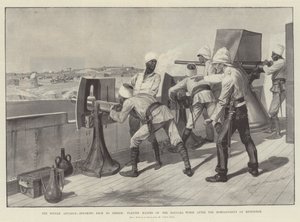 The Soudan Advance, steaming back to Berber, playing Maxims on the Baggara Horse after the Bombardment of Metemmeh