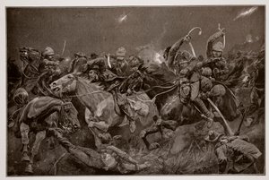 The night charge of the 19th Hussars near Lydenberg on 7th November, 1900 by Richard Caton Woodville junior