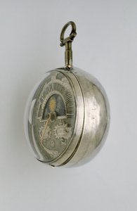 Side view of a pair-cased verge watch, c.1685