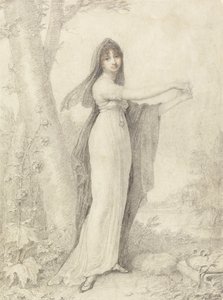 Portrait of a Lady Standing near a Lake