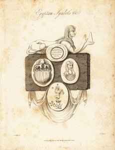 Egyptian sphinx, scarab beetle, Horus, etc, 1823 by Richard Dagley