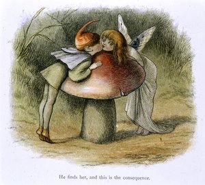 An Elf and a Fairy Kissing