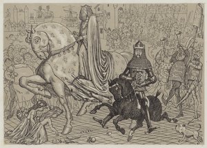 Edward the Black Prince, with his prisoner King John of France, entering London by Richard Doyle