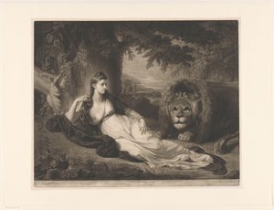 Portrait of Mary Lawrence with a Lion in a Landscape by Richard Earlom