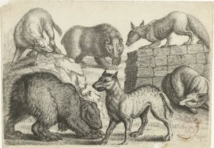 Two Bears, Two Wolves, and Two Foxes Animals after Various Artists (series title)