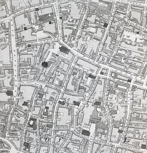 Street map of London around Guildhall, c.1795