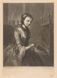 Young woman with a bellows by Richard Houston