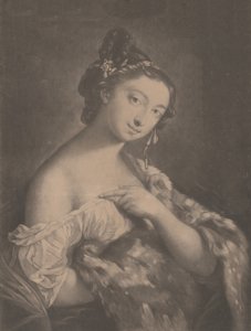 Winter: a woman holding a spotted fur mantle by Richard Houston