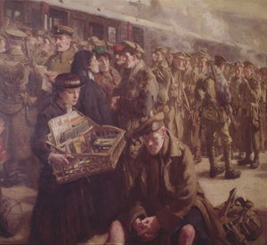 Return to the Front: Victoria Railway Station 1917 (detail) by Richard Jack