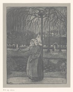 Huizer Girls by a Pond by Richard Nicolaüs Roland Holst