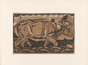 Design for Painting Heidemaatschappij in Arnhem: Two Oxen by Richard Nicolaüs Roland Holst