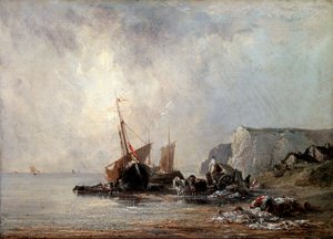 Boats at the Normandy Shore, 1823 by Richard Parkes Bonington