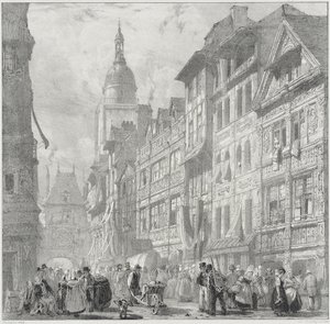 Rue du Gros Horloge, Rouen by Richard Parkes Bonington