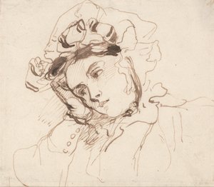 Study of a Woman with Her Head on Her Hand by Richard Parkes Bonington