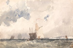 Vessels in a Choppy Sea by Richard Parkes Bonington