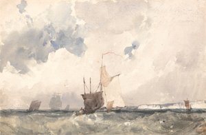 Vessels in a Choppy Sea by Richard Parkes Bonington
