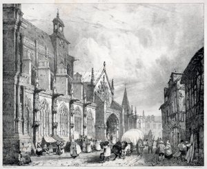 Picturesque and Romantic Voyages in Old France, Normandy: Church of Saint Gervais and Saint Protais in Gisors by Richard Parkes Bonington