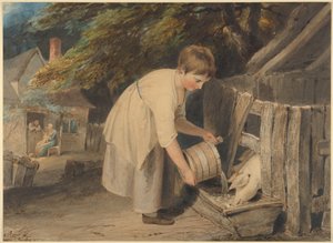Girl Feeding Pigs by Richard Westall