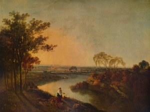 An English River at Sunset, in the distance the Welsh hills, c1760, 1938