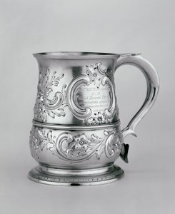 Handled mug, 1740-41, chased and engraved c.1845 by Richard and Cooke, Thomas Gurney