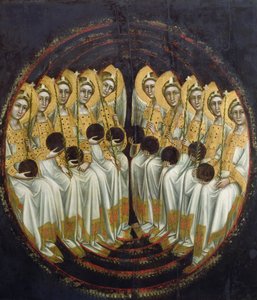 Seated Angels with Orbs in their Hands (c.1348-54) by Ridolfo di Arpo Guariento